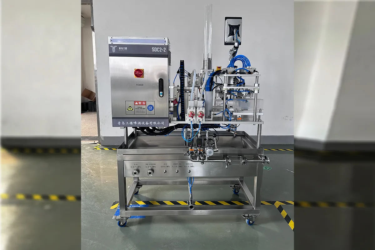 Automatic double heads canning machine for craft beer production