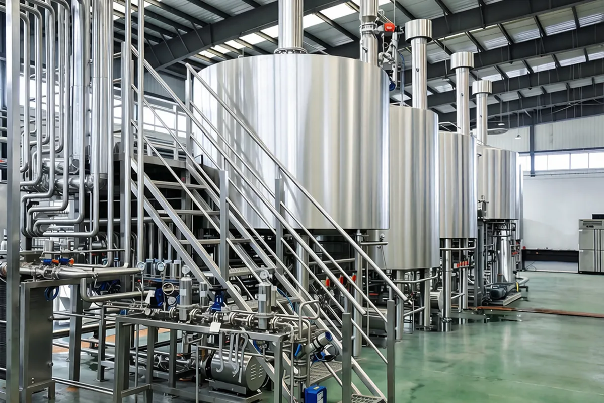 2500L automatic brewing system installed in industrial beer plant