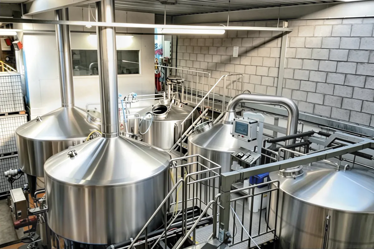 40HL brewhouse system operating in commercial beer production plant