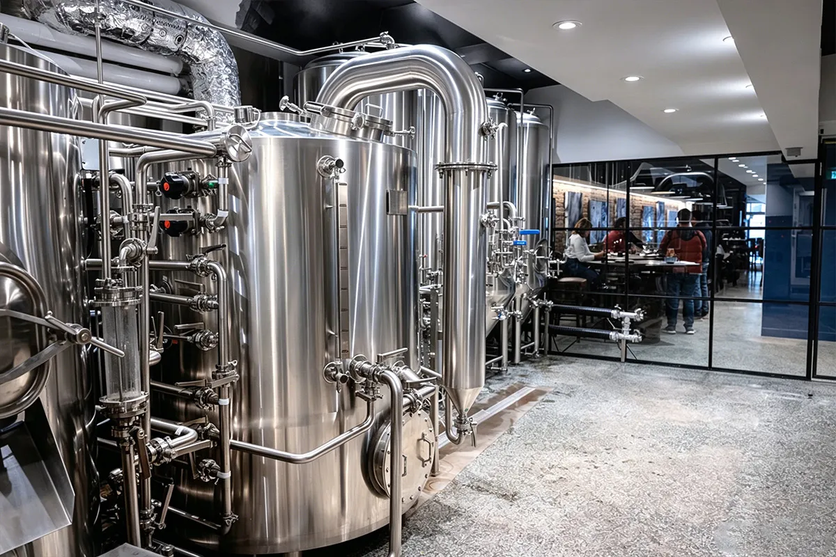 Stainless steel 7 barrel brewhouse with heating system