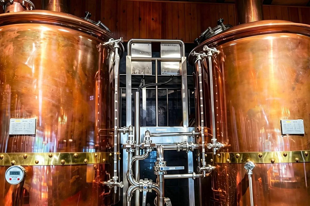 Compact all-in-one brewing equipment with integrated vessels