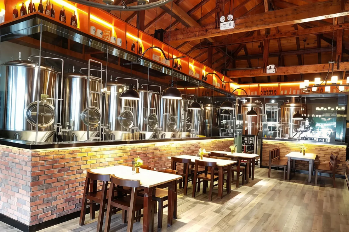 Space-saving combined brewhouse system for small craft brewery