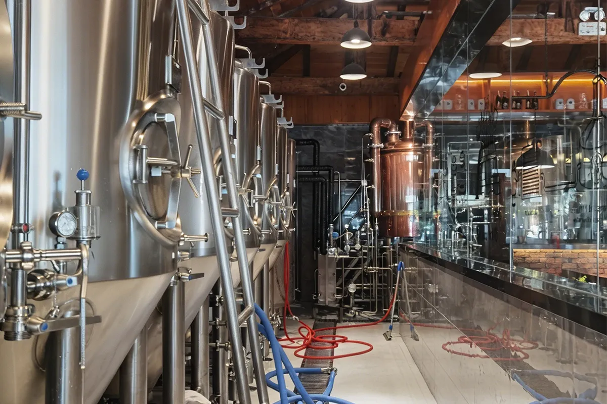 Combined brewhouse system operating in startup brewery setup