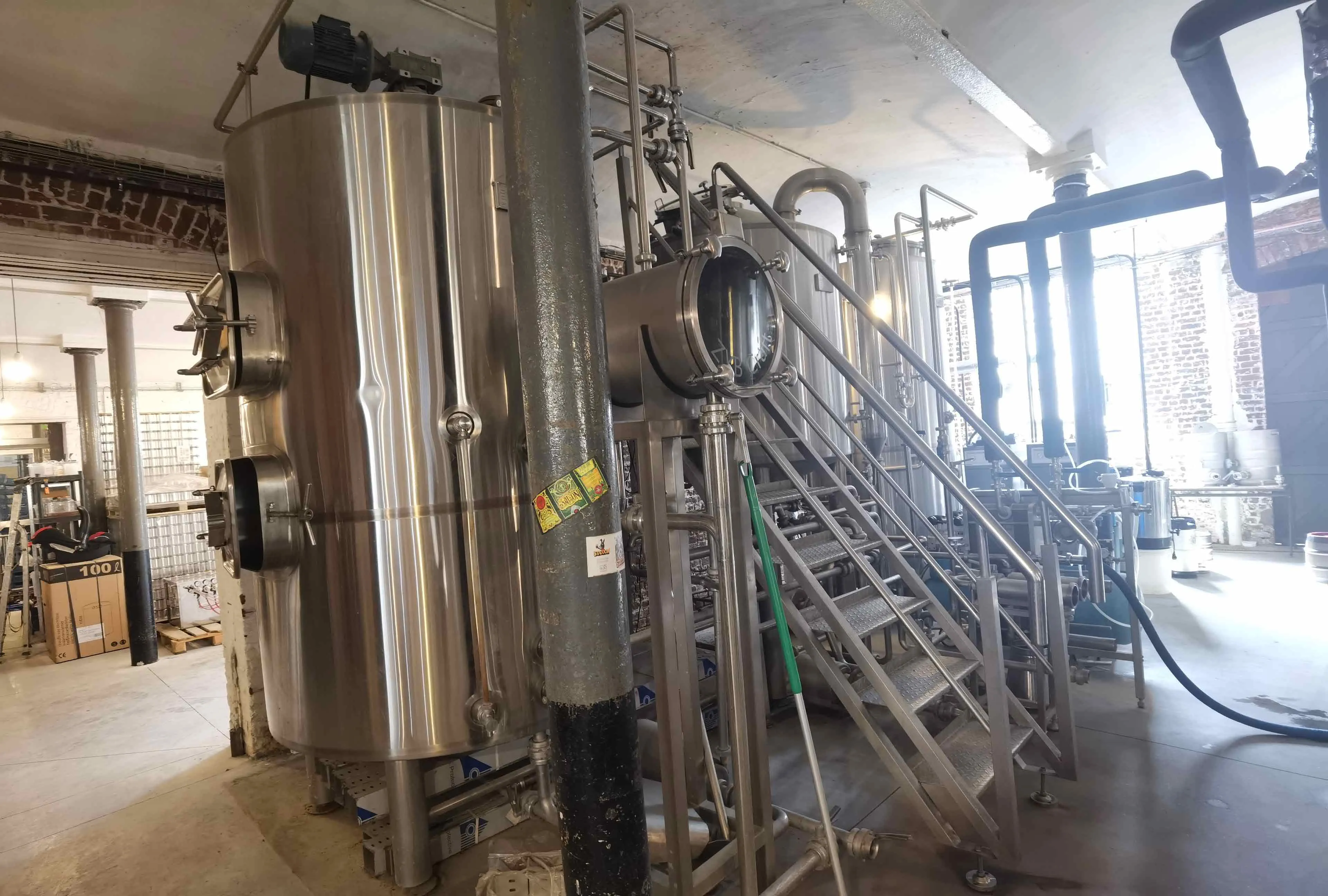 stainless steel fermentation tanks of brasserie la mule 10hl brewery
