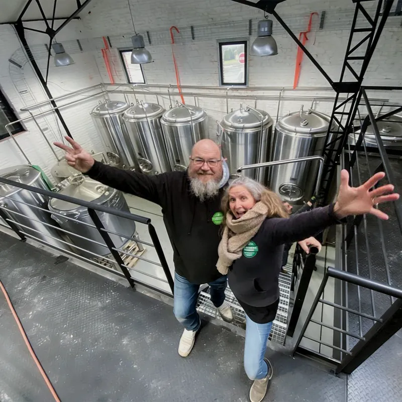 Stainless steel fermentation tanks at Brasserie La Mousserie 10HL brewery